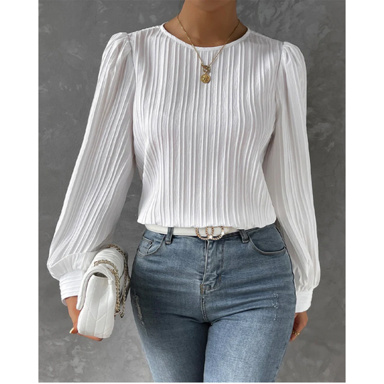 EB | Bluse mit Strukturstrick Lange Ärmel Elegantes und Feminines Design