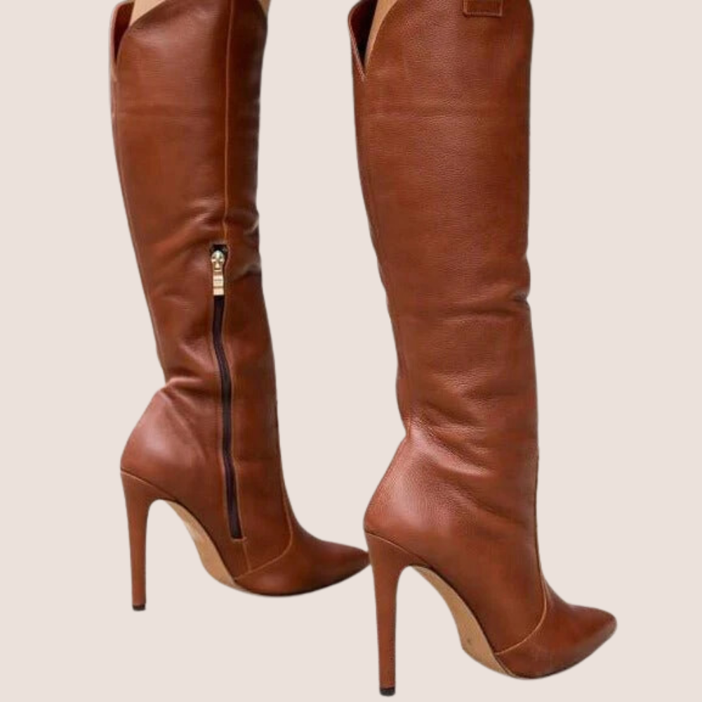 Elegante knielange Stiletto-Stiefel mit seitlichem Reißverschluss EB