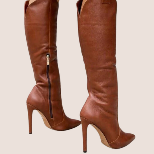 Elegante knielange Stiletto-Stiefel mit seitlichem Reißverschluss EB