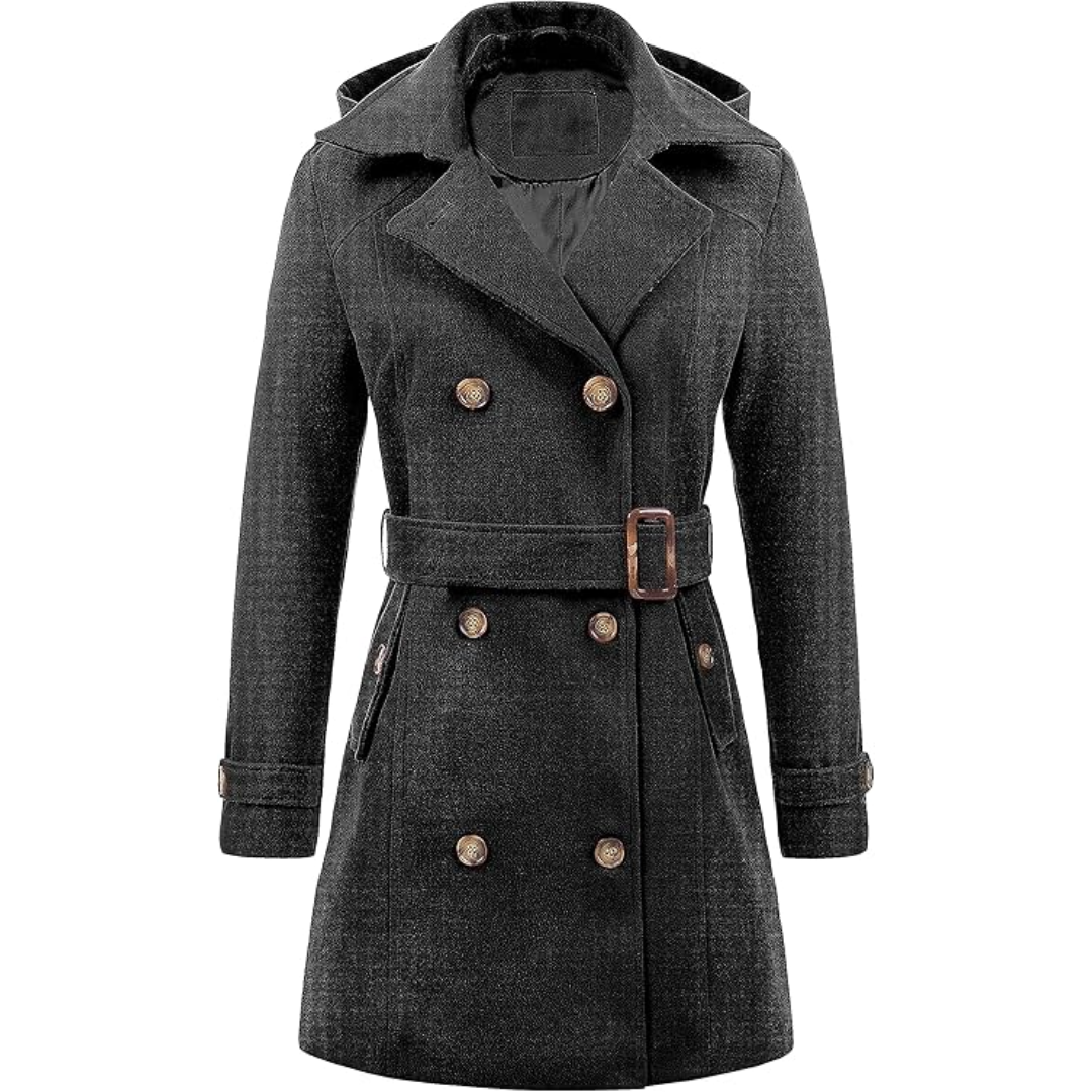 EB | Damen gepolsterter Winter-Trenchcoat mit Kapuze