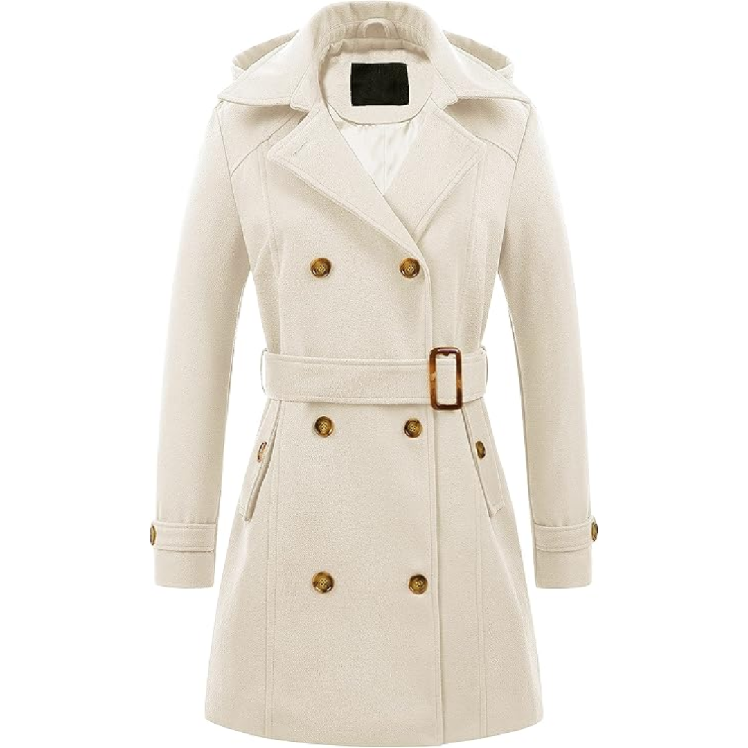 EB | Damen gepolsterter Winter-Trenchcoat mit Kapuze