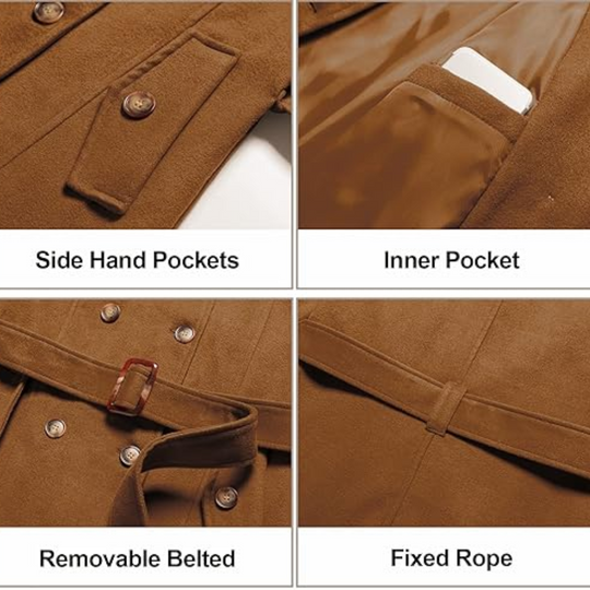 EB | Damen gepolsterter Winter-Trenchcoat mit Kapuze