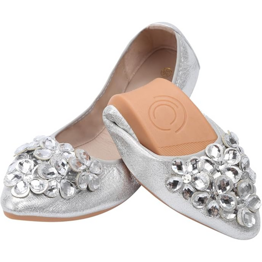 Funkelnde Strass Ballerina Flache Schuhe - Yelena EB