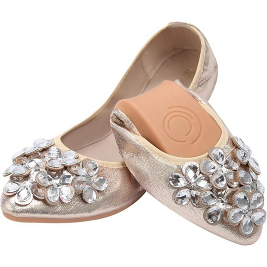 Funkelnde Strass Ballerina Flache Schuhe - Yelena EB