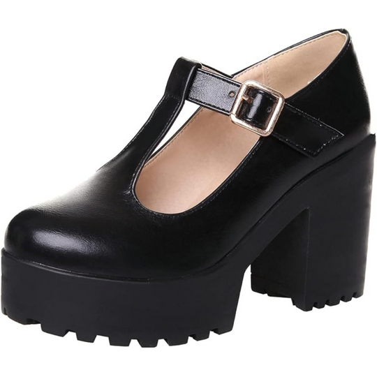 T-Strap Chunky Platform Heels – Jane EB