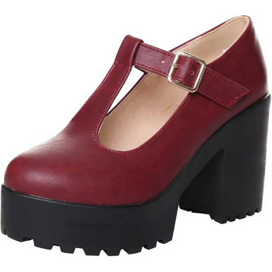 T-Strap Chunky Platform Heels – Jane EB