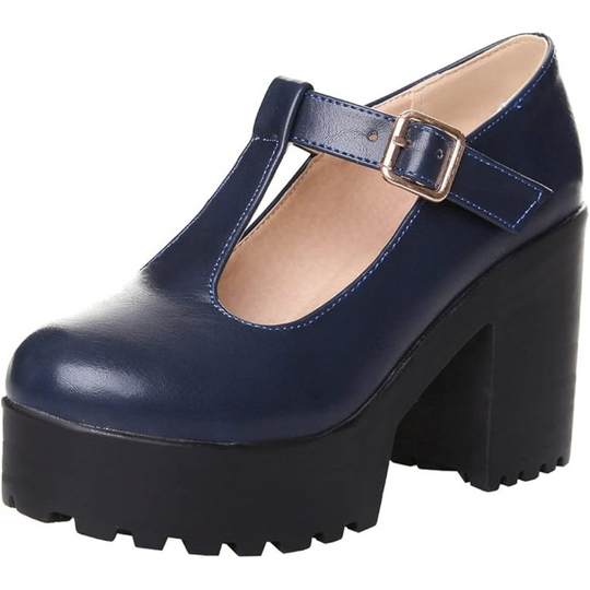 T-Strap Chunky Platform Heels – Jane EB