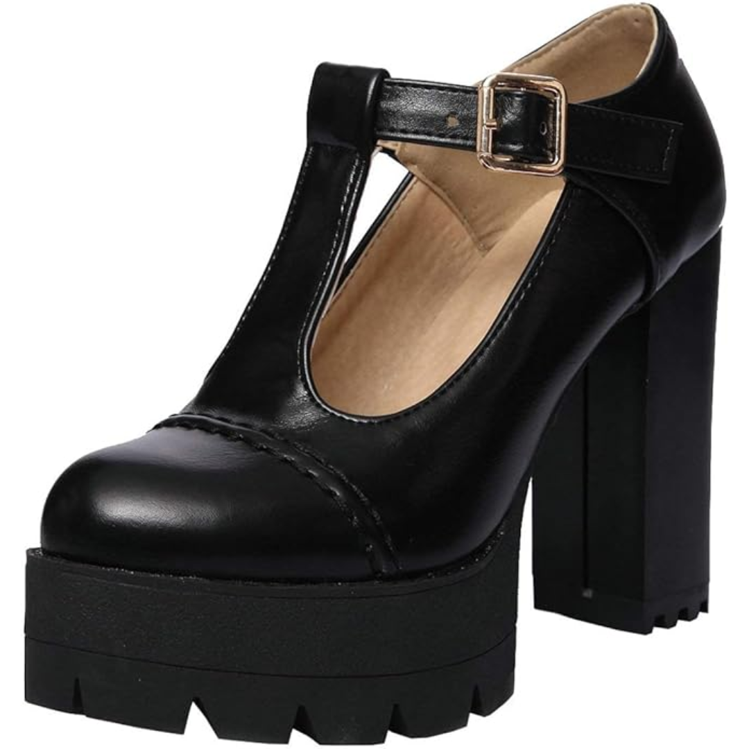 T-Strap Chunky Platform Heels – Jane EB