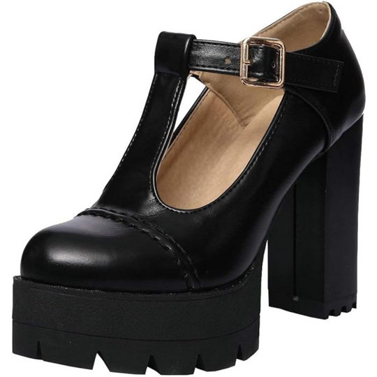 T-Strap Chunky Platform Heels – Jane EB