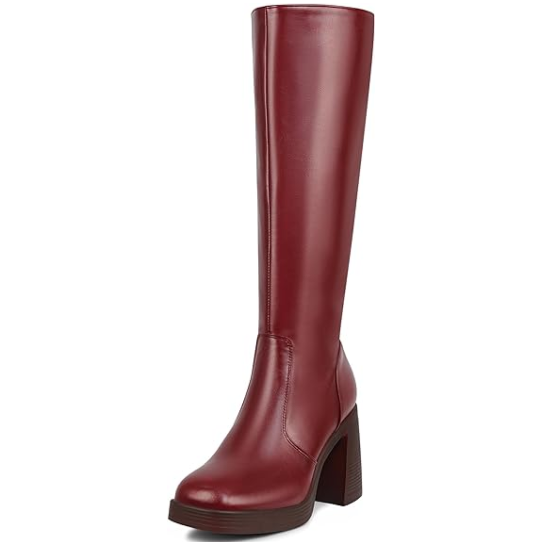 Leder-Plateau-Stiefel mit Blockabsatz - Ursula EB