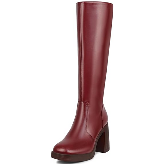 Leder-Plateau-Stiefel mit Blockabsatz - Ursula EB