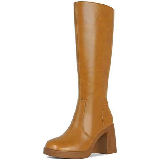 Leder-Plateau-Stiefel mit Blockabsatz - Ursula EB