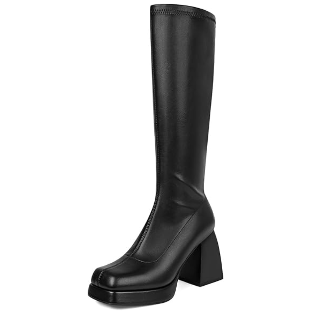 Leder-Plateau-Stiefel mit Blockabsatz - Ursula EB