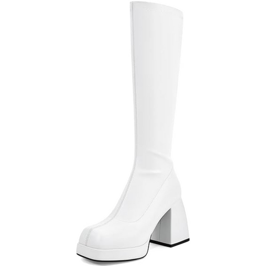 Leder-Plateau-Stiefel mit Blockabsatz - Ursula EB