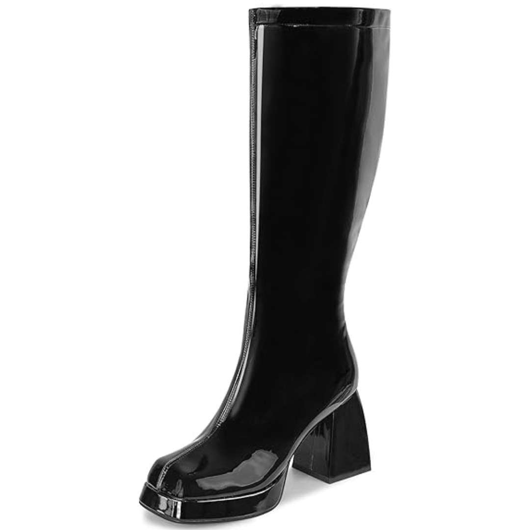 Leder-Plateau-Stiefel mit Blockabsatz - Ursula EB