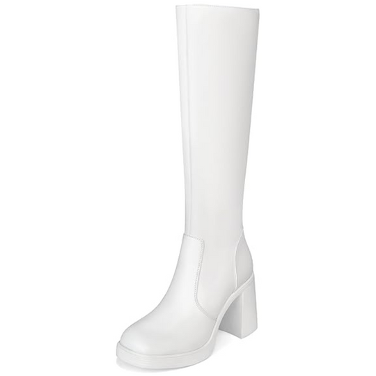 Leder-Plateau-Stiefel mit Blockabsatz - Ursula EB