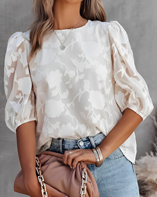 EB | Elegante Bluse mit Puffärmeln und Blumenmuster