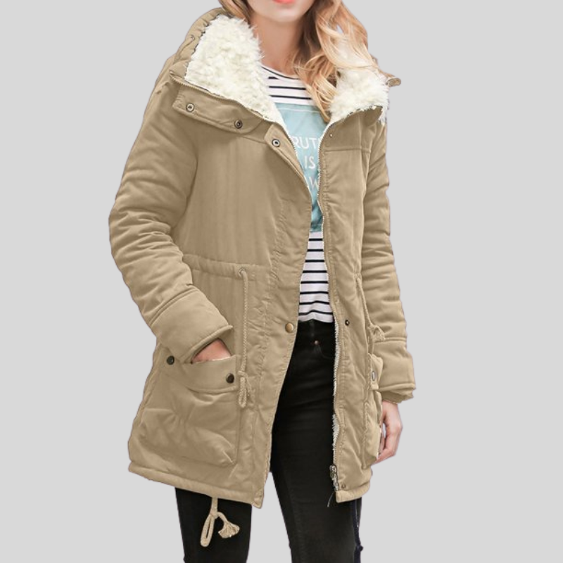 EB | Parka-Jacke - Gefüttert mit Fellbesatz - Verstellbare Taille - Winddicht und Warm