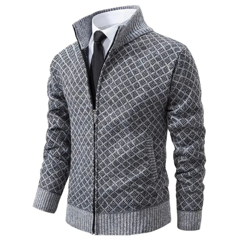 EB | Herren Frühlingsjacke mit Reißverschluss und Geometrischem Muster
