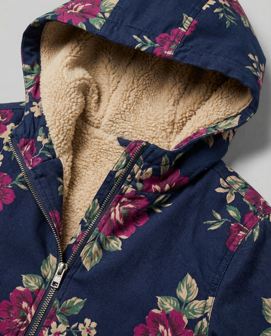 EB | Winterjacke Damen mit Blumenmuster Warm