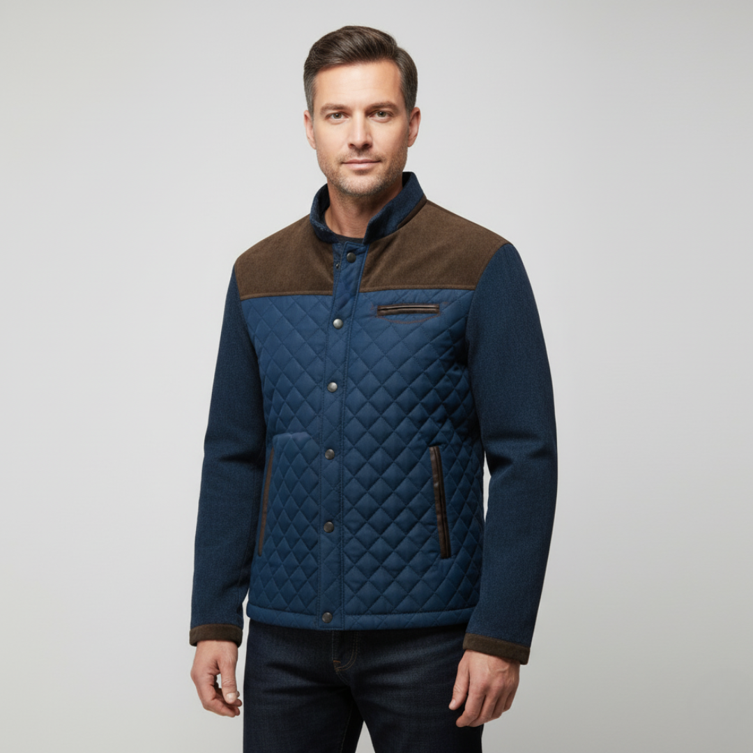 EB | Jacke Steppdesign Normale Passform Wildlederelemente Hoher Kragen