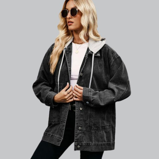EB | Denim Weste mit Kapuze und Used-Look