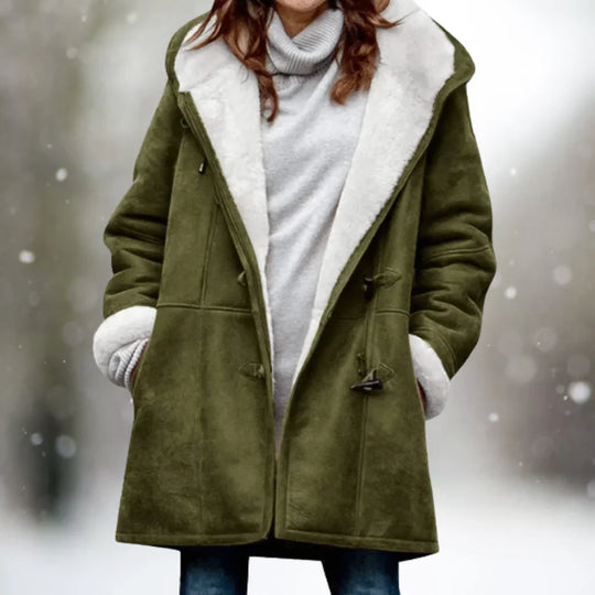 EB | Hochwertige Fleecejacke Aus Wildleder mit Halblanger Kapuze