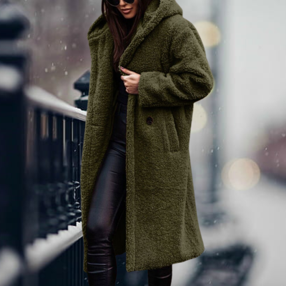 EB | Elegante Kunstfelljacke mit Kapuze
