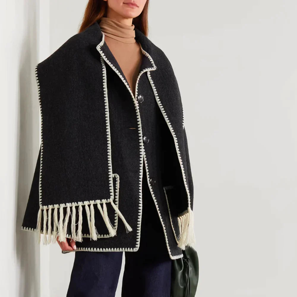 EB | Damen Wickeljacke mit Drapiertem Vorderteil