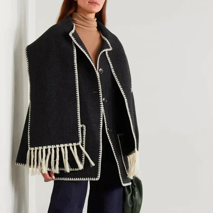 EB | Schal Jacke Aus Wollmischgewebe