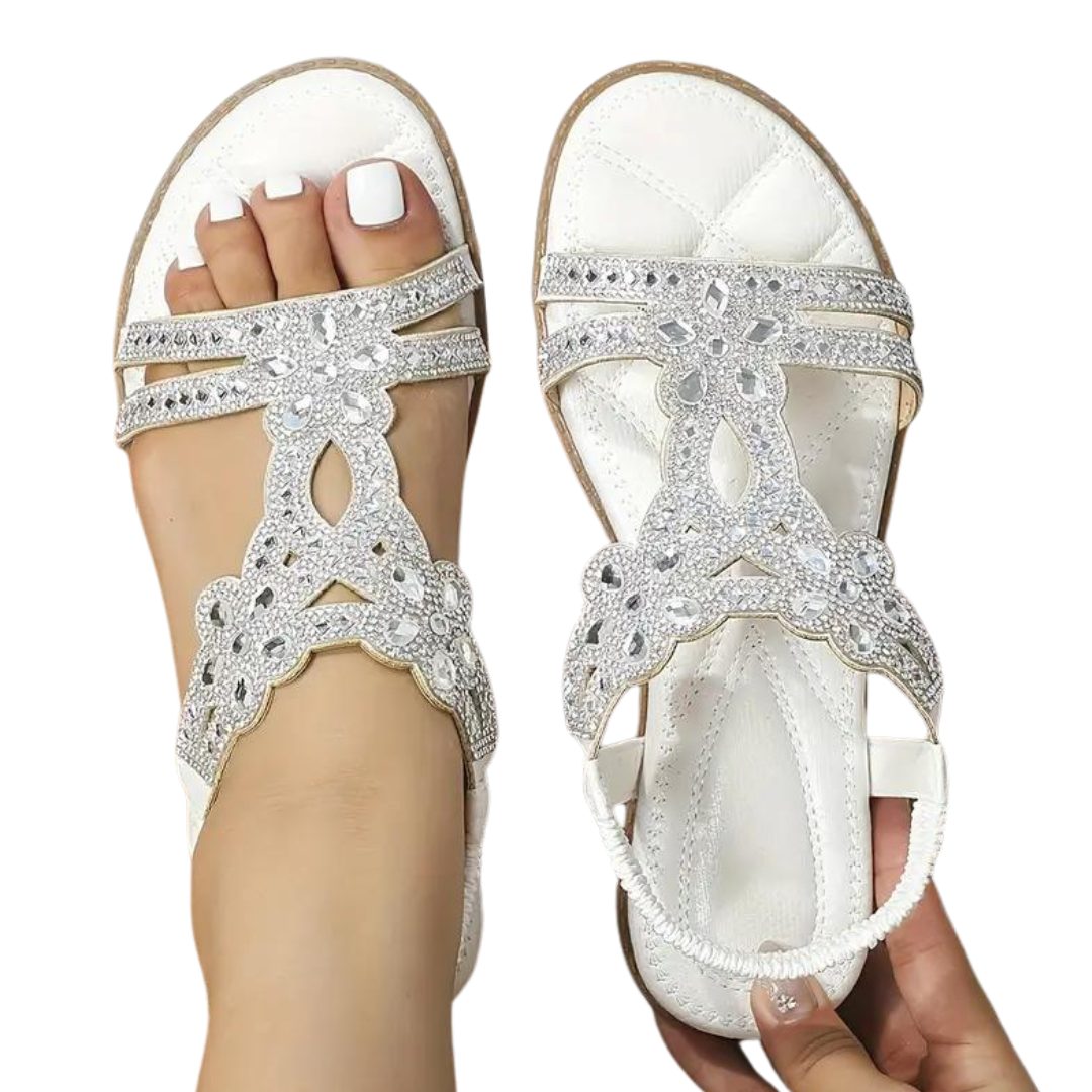 EB | Flache Sandalen - Schick - Elastischer Knöchelriemen