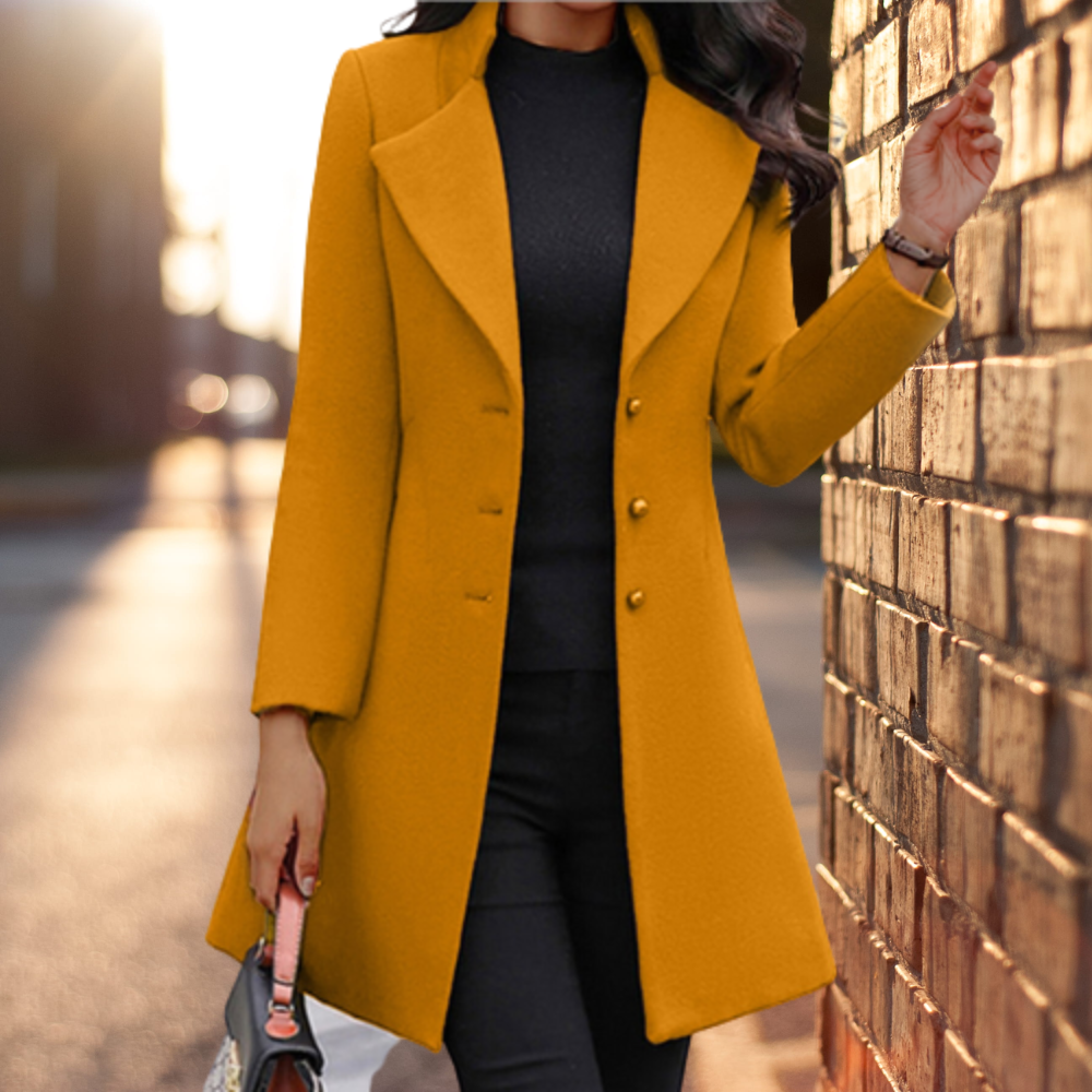 EB | Stilvoller Damen Wollmischmantel Jacke mit Knöpfen