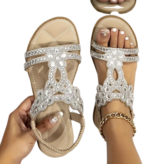 EB | Flache Sandalen - Schick - Elastischer Knöchelriemen