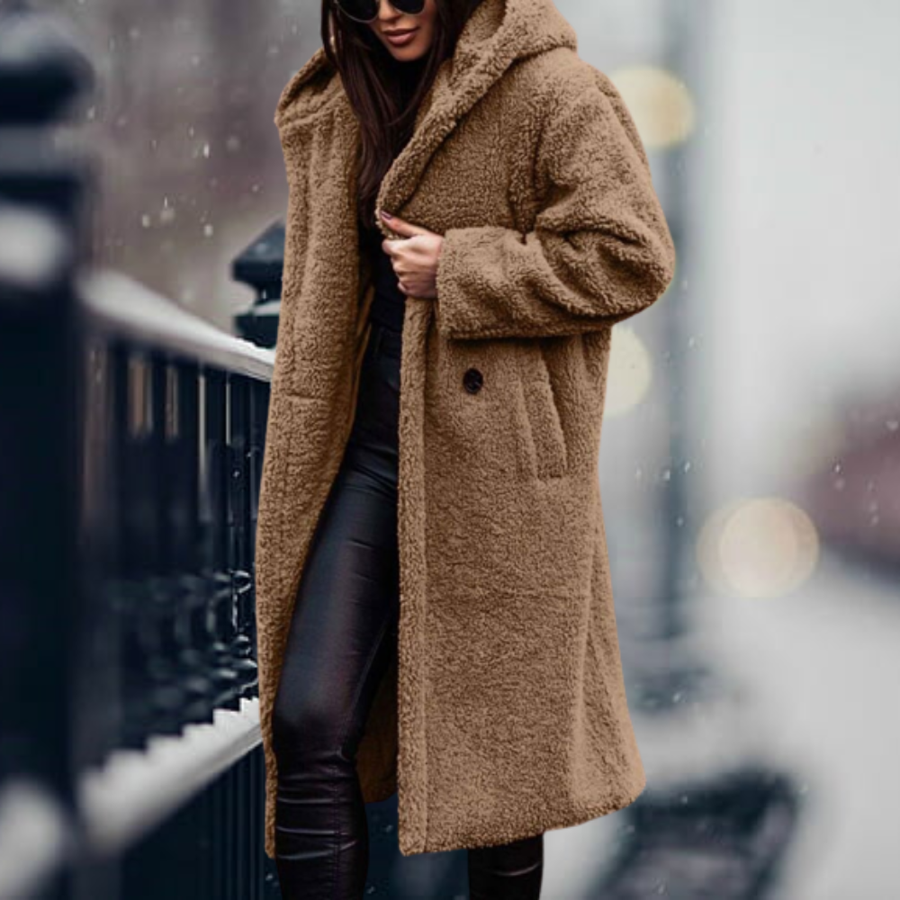 EB | Elegante Kunstfelljacke mit Kapuze