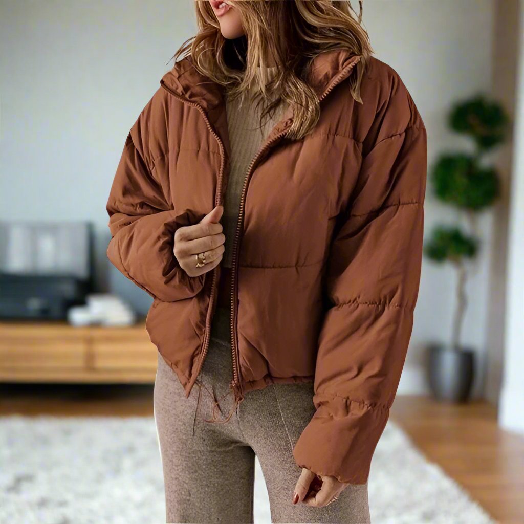 EB | Pufferjacke - Kurze Länge - Hoher Kragen - Reißverschluss - Verstellbare Passform