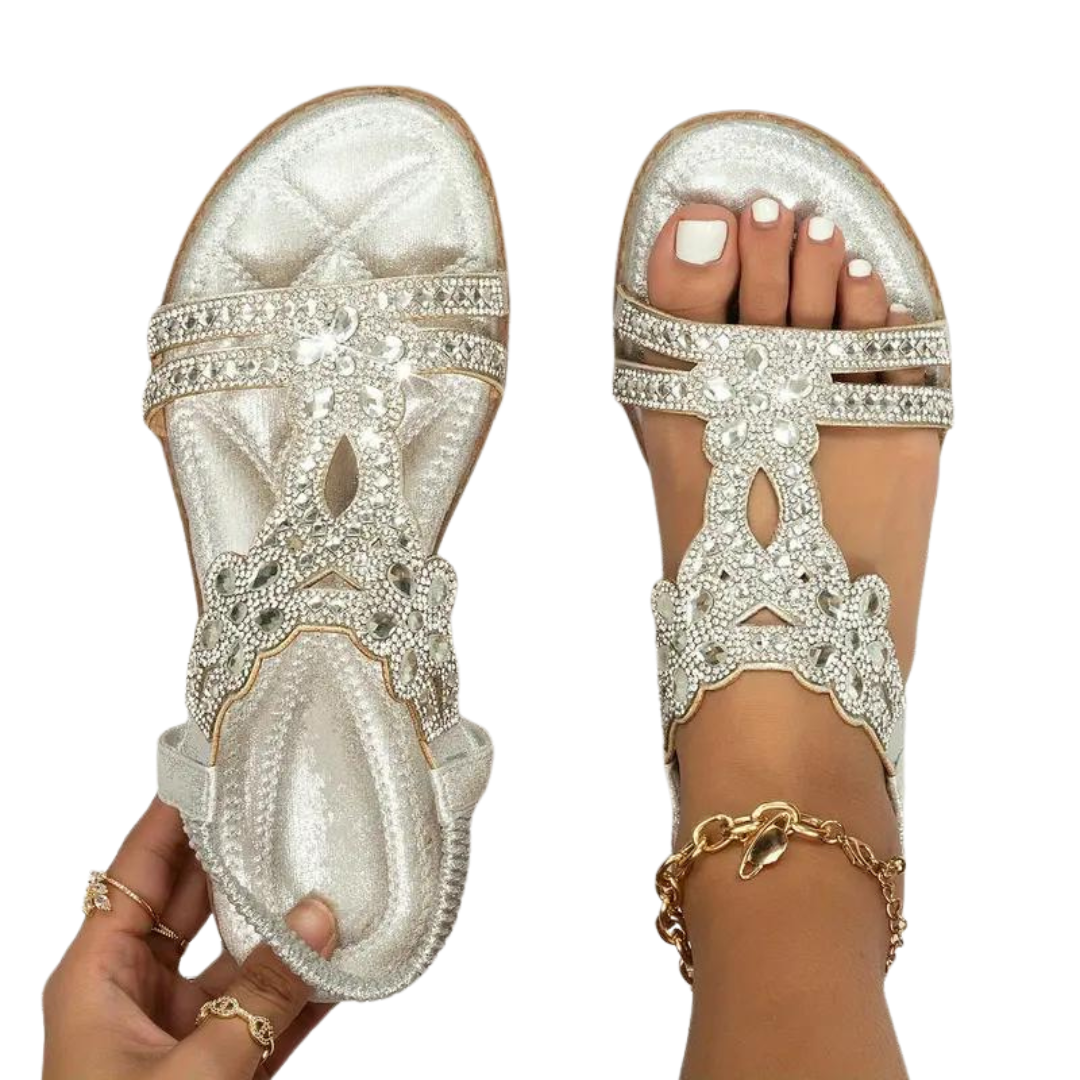 EB | Flache Sandalen - Schick - Elastischer Knöchelriemen