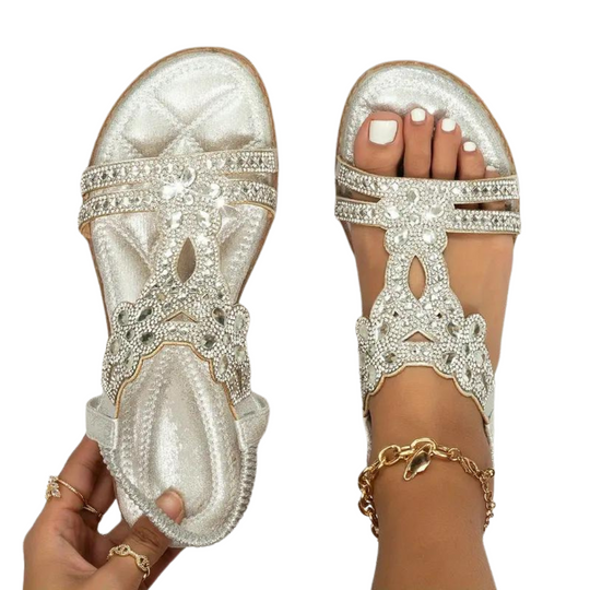 EB | Flache Sandalen - Schick - Elastischer Knöchelriemen