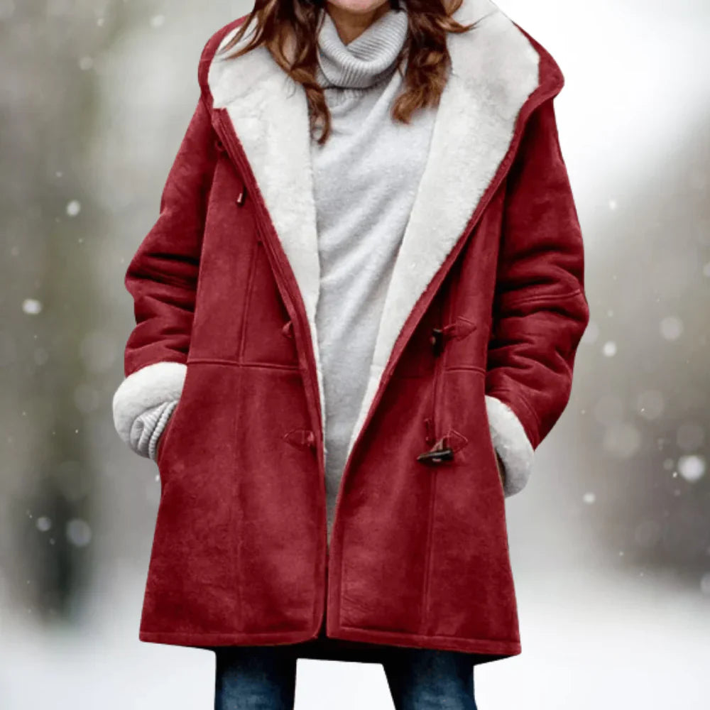 EB | Hochwertige Fleecejacke Aus Wildleder mit Halblanger Kapuze