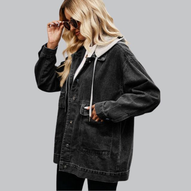 EB | Denim Weste mit Kapuze und Used-Look