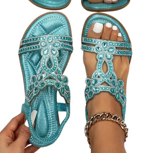 EB | Flache Sandalen - Schick - Elastischer Knöchelriemen