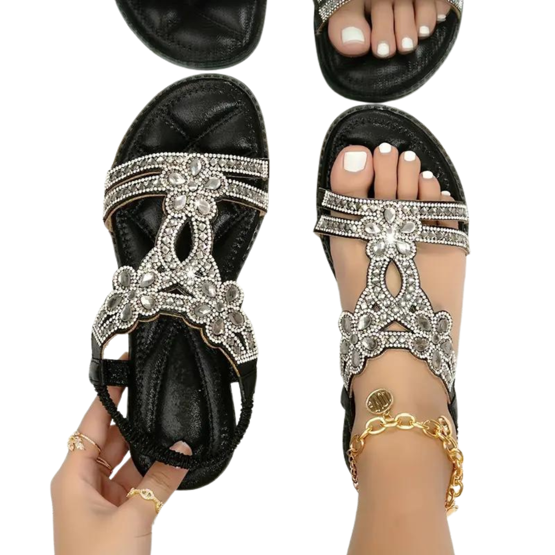 EB | Flache Sandalen - Schick - Elastischer Knöchelriemen