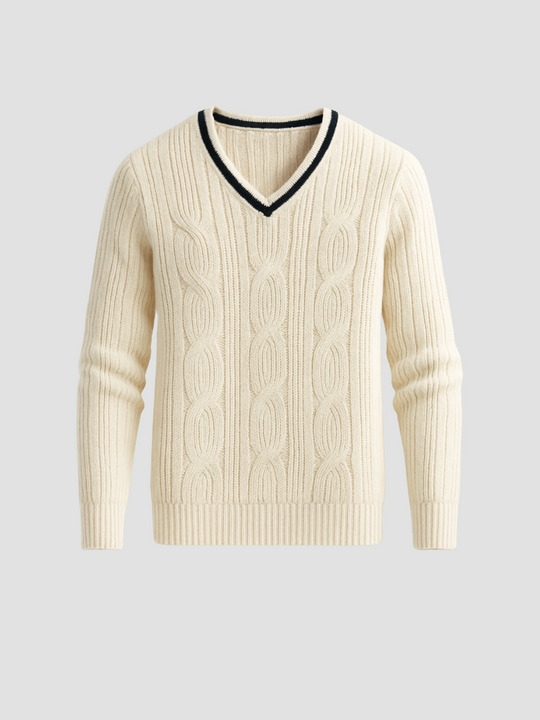 EB | Strickpullover mit Ausschnitt und Zopfmuster