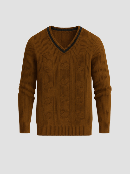 EB | Strickpullover mit Ausschnitt und Zopfmuster