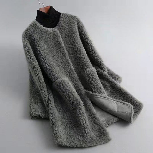 EB | Wollmischung Relaxed Fit Mantel mit Patten Taschen Offener Frontmantel