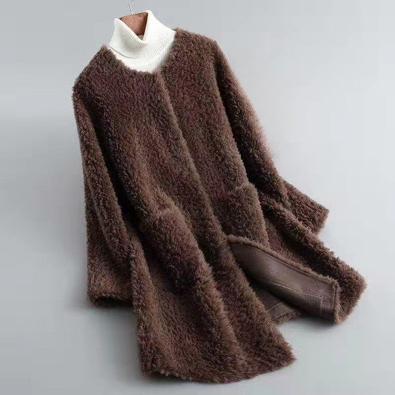 EB | Wollmischung Relaxed Fit Mantel mit Patten Taschen Offener Frontmantel
