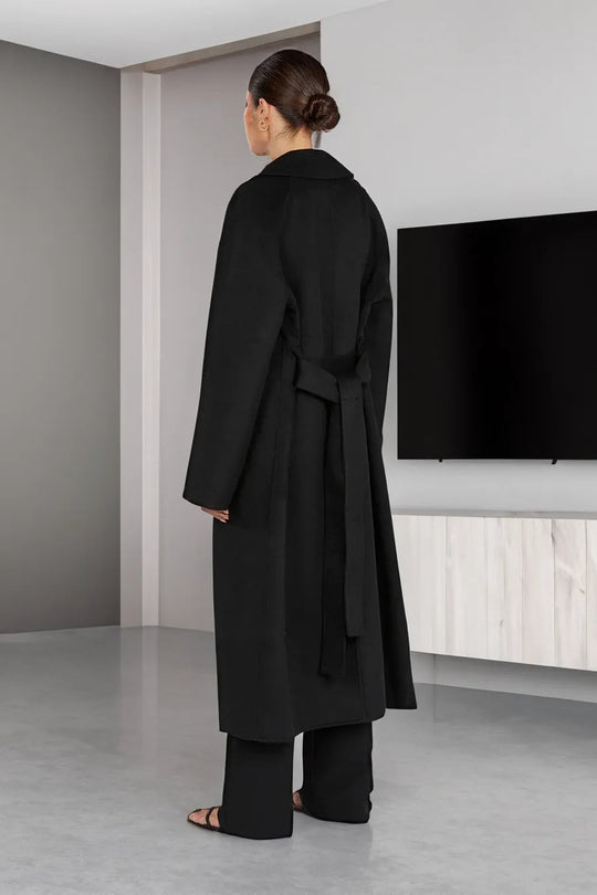 EB | Damen Lange Woll-Trenchcoat mit Reverskragen und Eleganter Passform