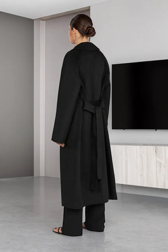 EB | Damen Lange Woll-Trenchcoat mit Reverskragen und Eleganter Passform