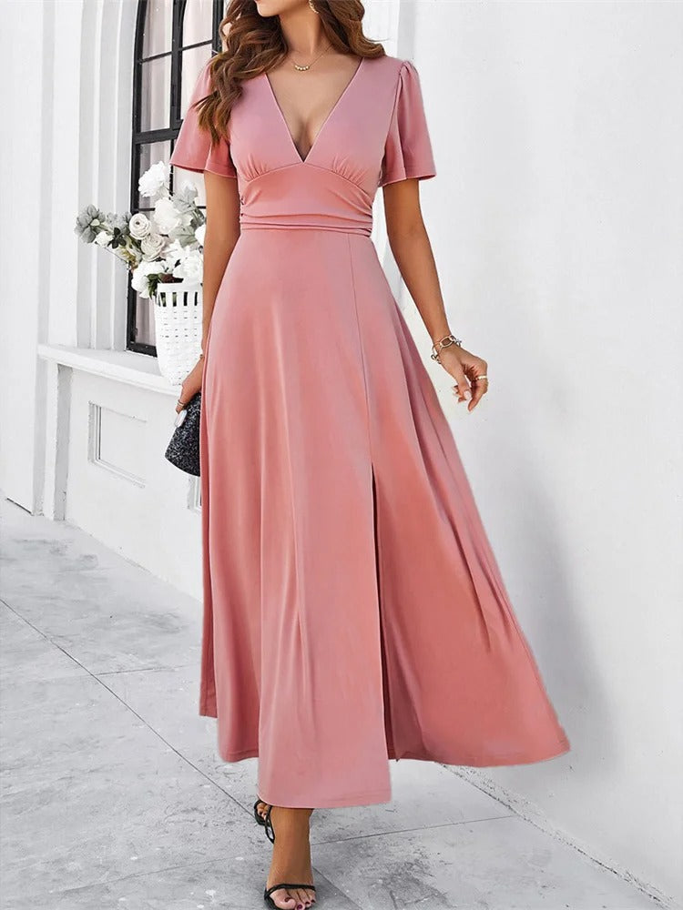Rote V-hals Bodycon Kleid