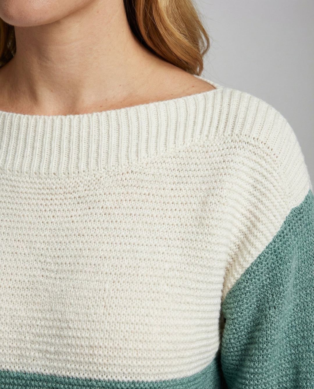 Dreifarbiger Patchwork Pullover Damen | EB