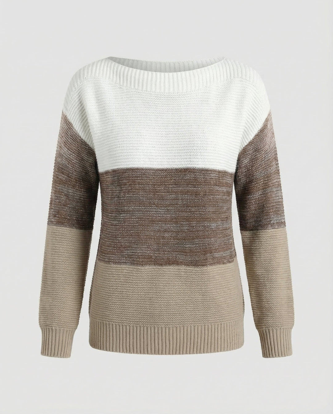 Dreifarbiger Patchwork Pullover Damen | EB